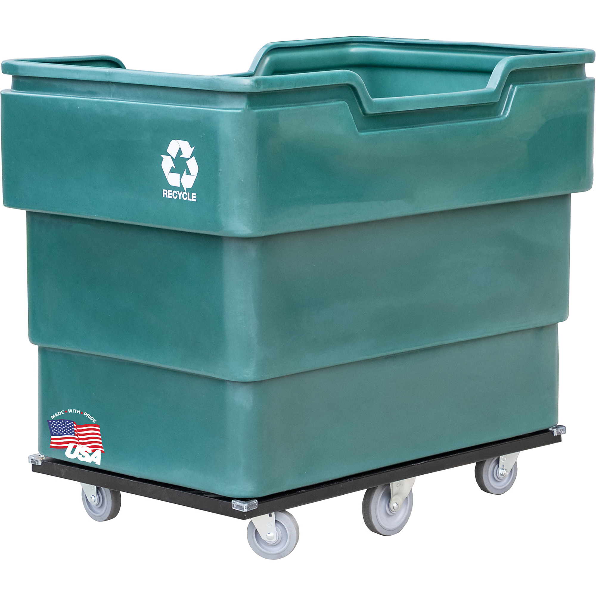 Romotech Green Bulk Recycle Bin Utility Cart Tuff Truck — 22 Cu. Ft., 500-Lb. Capacity, 18 Bushel, HDPE, Non-Marking Casters, Model# 82127952